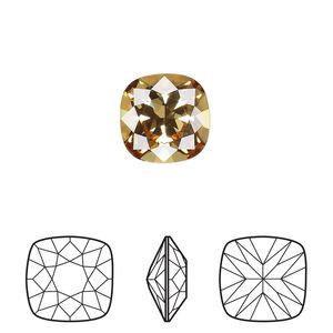 Fancy stone 1pk golden topaz foil back, Crystal Passions&reg; 12mm square 4470