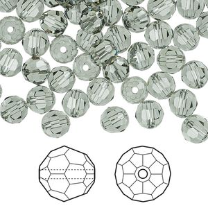 Bead 360pk black diamond, Swarovski&reg; 6mm round 5000