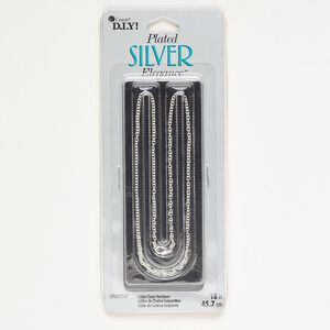 Chain 1pkg1 rolo, 2mm / lobster claw clasp, silver-finished brass 18 inch