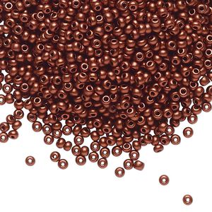 Seed bead, Preciosa Ornela Czech glass, pkg/500g, #11 rocaille, opaque soft dark copper metallic alabaster, (01750).