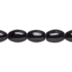 Black onyx 1pkg1, oval bead 15.5-16 inch 12x8mm