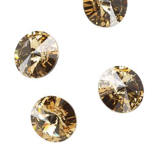 Chaton 4pk light Colorado topaz foil back, Crystal Passions&reg; 14mm rivoli 1122