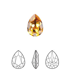 Fancy stone 1pkg144 dark orange TCF&trade; foil back, Swarovski&reg;, 14x10mm pear 4320