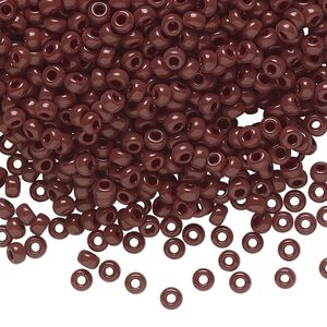 Seed bead, Miyuki, glass, pkg/250g, #8 rocaille, opaque dark brown, (RR-409).