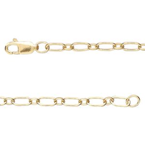 Chain 1pkg1 14Kt gold-filled long & short, 3.3mm flat oval / lobster claw clasp, 18 inch