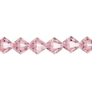 Bead 12pk light rose, Crystal Passions&reg; 8mm bicone 5328