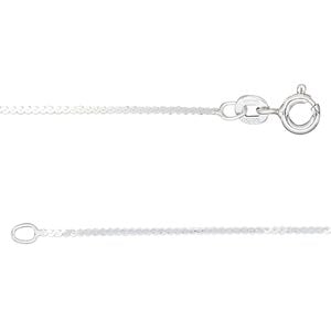 Chain 1pkg1 sterling silver serpentine, 1mm / mixed clasp, Gossamer&trade; 18 inch