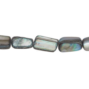 Mother-of-pearl shell 1pkg1, stick bead 15 inch steel blue 10x7mm-12x9mm