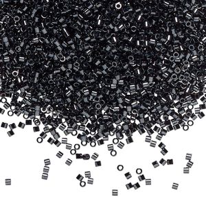 Seed bead, Delica&reg;, glass, pkg/250g, #15 round, opaque metallic gunmetal (DBS-0001).