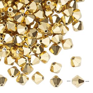Bead 144pk crystal aurum 2X, Preciosa Czech crystal 6mm bicone