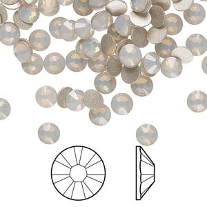 Flat back 144pk light grey opal foil back, Crystal Passions&reg; 4.6-4.8mm rose round SS20 2028