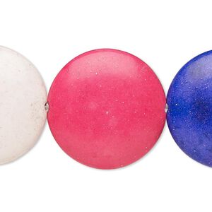 Magnesite / resin 1pkg1, coated puffed flat round bead 8 inch mixed colors 24-25mm
