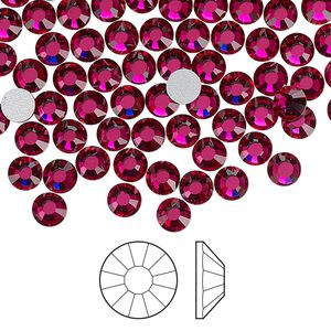 Flat back 1440pk ruby foil back, Preciosa Viva 12&reg; Czech crystal rhinestone 4.6-4.8mm chaton rose round SS20