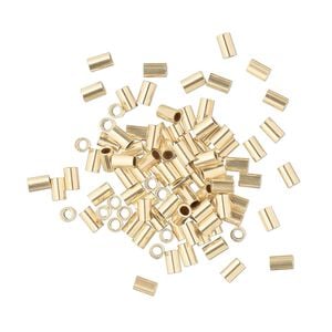 Crimp 1pkg100 12Kt gold-filled, 3x2mm smooth round tube / 1.3mm inside diameter