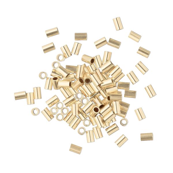 Crimp 1pkg100 12Kt gold-filled, 3x2mm smooth round tube / 1.3mm inside diameter image number 0