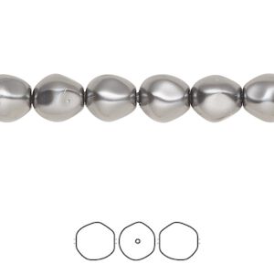 Pearl 250pk dark grey, Swarovski&reg; 8mm baroque round 5841