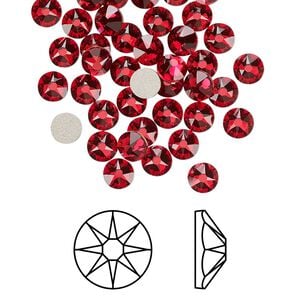 Flat back 144pk scarlet foil back, Crystal Passions&reg; 4.6-4.8mm rose round SS20 2088