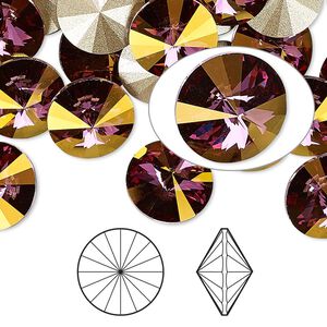 Chaton 4pk crystal lilac shadow foil back, Crystal Passions&reg; 12mm rivoli 1122