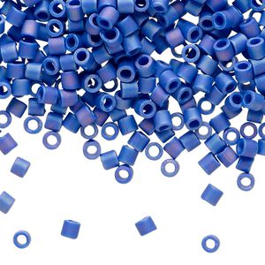 Seed bead, Delica&reg;, glass, pkg/50g, #8 round, opaque matte rainbow cobalt (DBL-0880).