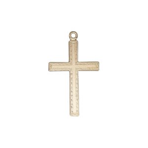 Drop, 14Kt gold-filled, 23x15mm single-sided flat textured cross. Sold individually.