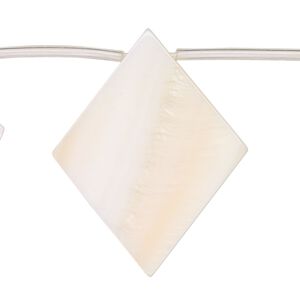 Mother-of-pearl shell 1pkg1, top-drilled flat diamond bead 15 inch white 35x4mm-37x8mm