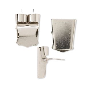 Bolo slide lever-action 1pkg10 nickel-plated, 19x16mm / 5mm inside diameter, brass