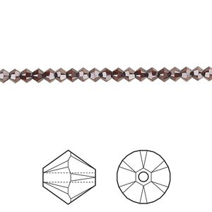 Bead 48pk smoked amber, Crystal Passions&reg; 3mm bicone 5328