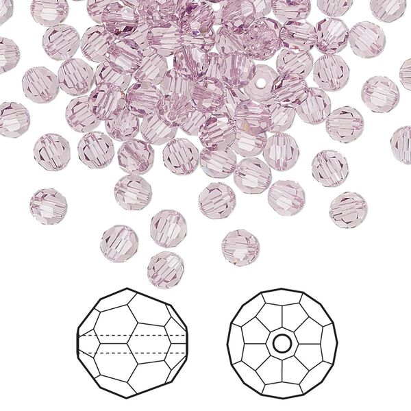 Bead 144pk light amethyst, Crystal Passions&reg; 4mm round 5000 image number 0