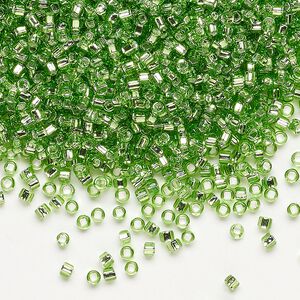 Seed bead, Dyna-Mites&trade;, glass, pkg/1/2kg, #11 round, transparent silver-lined lime, (79:SR 11/0 SR).
