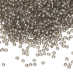 Seed bead, Preciosa Ornela Czech glass, pkg/500g, #11 rocaille, translucent solgel dyed silver-lined grey, (78141).