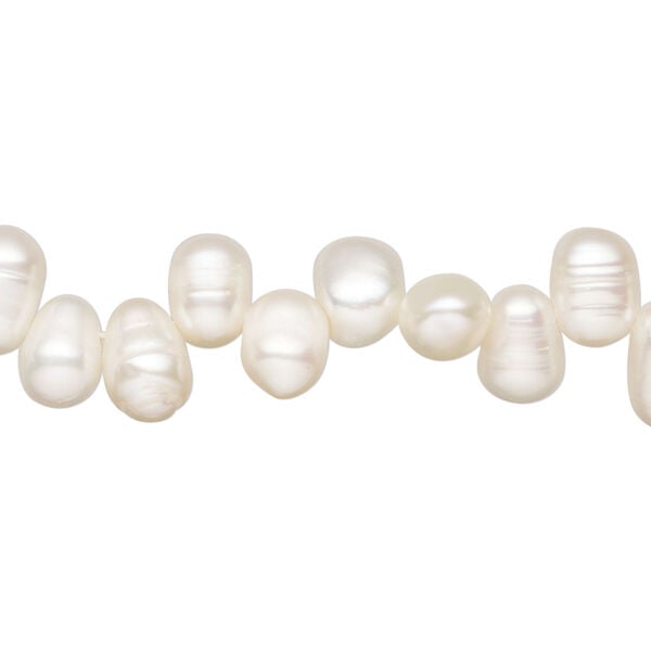 Freshwater pearl 1pkg1, top-drilled rice, 14 inch white 7x6mm-10x7mm cultured image number 0