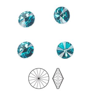 Chaton 144pk blue zircon foil back, Preciosa MAXIMA Czech crystal rhinestone 8.16-8.41mm rivoli SS39