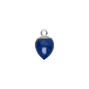 Drop 1pkg1, electroplated sterling silver and lapis lazuli (natural), 9x8mm hand-cut acorn