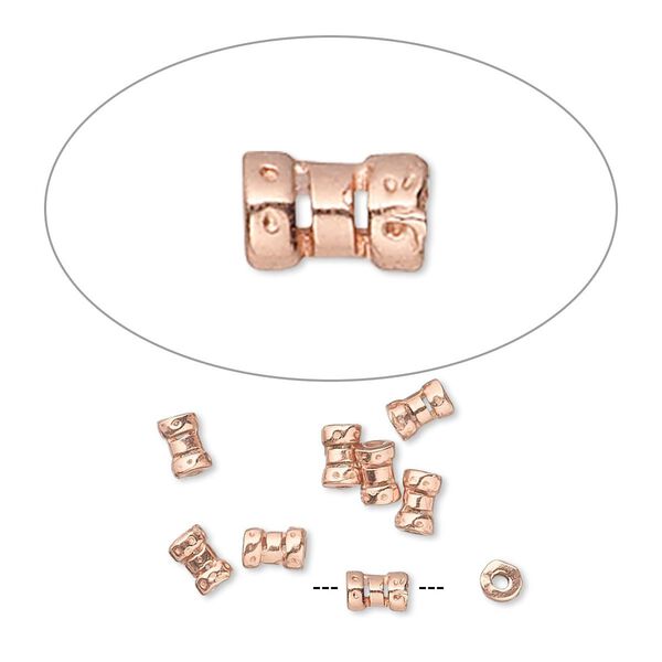 Crimp 1pkg10 copper-plated, 4x2.5mm round tube / 1mm inside diameter, brass / JBB Findings image number 0