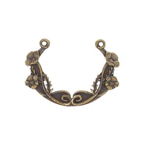Focal, TierraCast&reg;, antique brass-plated pewter (tin-based alloy), 35x25mm 2-sided oval with poppy festoon design. Sold individually.