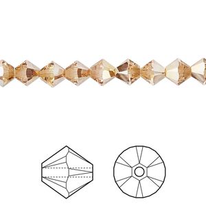 Bead 360pk crystal metallic sunshine, Swarovski&reg; 6mm XILION bicone 5328