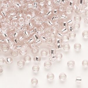 Seed bead, Dyna-Mites&trade;, glass, transparent silver-lined light pink, #6 round. Sold per 1/2 kilogram pkg.