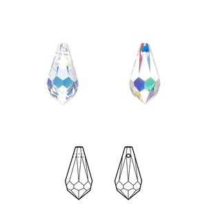 Drop 288pk crystal AB, Swarovski&reg; 13x6.5mm pendant teardrop 6000