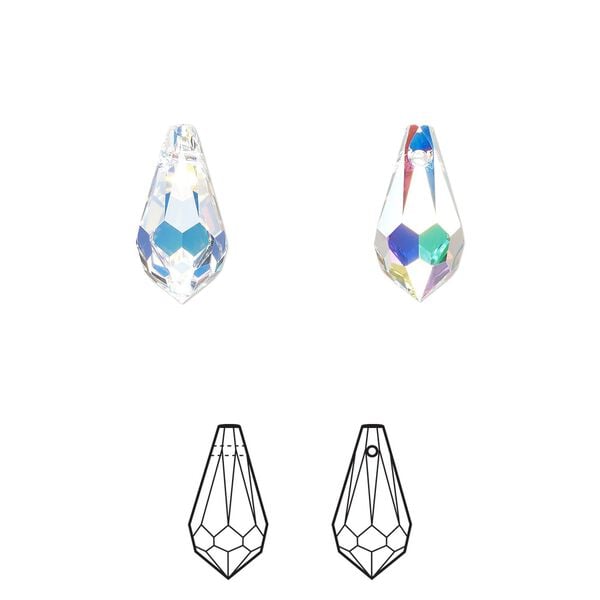 Drop 288pk crystal AB, Swarovski&reg; 13x6.5mm pendant teardrop 6000 image number 0