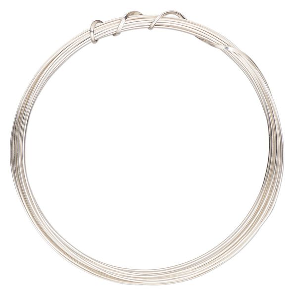 Wire, ParaWire&trade;, silver-plated copper, half-round, 18 gauge. Sold per 4-yard section. image number 0