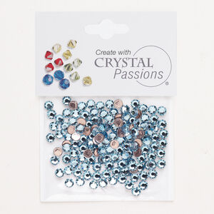 Flat back 1pkg144 aquamarine foil back, Crystal Passions&reg; rhinestone 3.80-4.00mm hotfix round SS16