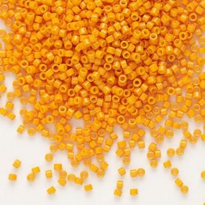 Seed bead, Delica&reg;, glass, pkg/7.5g, #11 round, Duracoat&reg; opaque outside dyed mango (DB-2104).