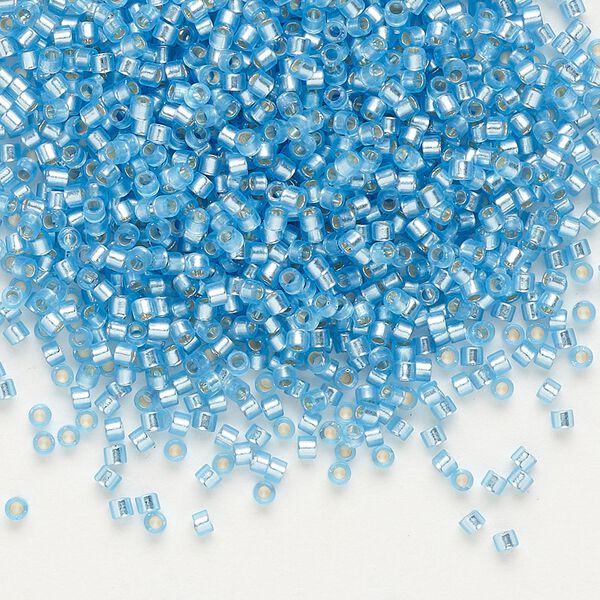 Seed bead, Delica&reg; 1pkg7.5g glass, #11 round, translucent semi-matte silver-lined aqua / outside dyed (DB-0692) image number 0