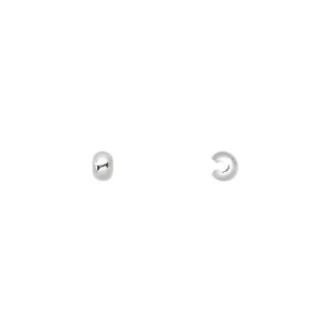 Crimp cover 1pkg500, silver-plated brass, 2mm round.