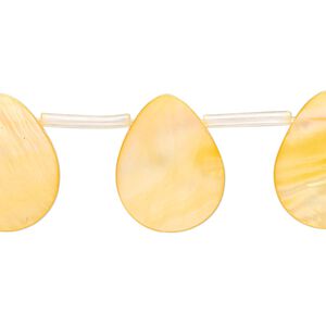 Mother-of-pearl shell 1pkg1, top-drilled flat teardrop bead 15 inch orange 19x8mm-20x10mm