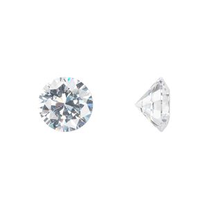 Gem, cubic zirconia, spinel white, 10mm faceted round, Mohs hardness 8-1/2. Sold individually.