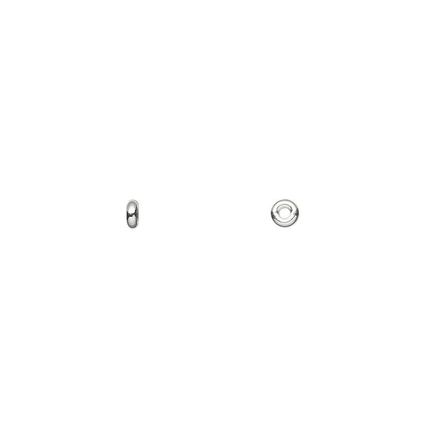 Bead 1pkg4 sterling silver, 3x1mm flat rondelle image number 0