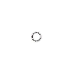Jump ring 1pkg100 gunmetal-plated, 6mm twisted round, 20 gauge / 4.4mm inside diameter / brass