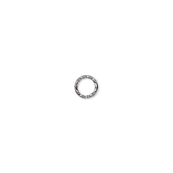 Jump ring 1pkg100 gunmetal-plated, 6mm twisted round, 20 gauge / 4.4mm inside diameter / brass image number 0