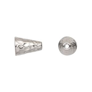 Cone, TierraCast&reg;, white bronze-plated pewter (tin-based alloy), 12.5x9mm hammered. Sold per pkg of 20.